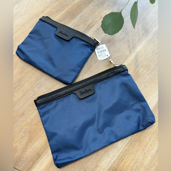 Neiman Marcus Navy Toiletry Bags Makeup Bag Set - Picture 1 of 4